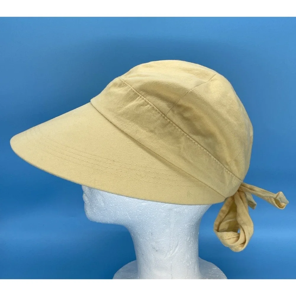 SCALA COLLEZIONE Women's Ohana Cotton Facesaver Sun Hat Pale Yellow Back Bow